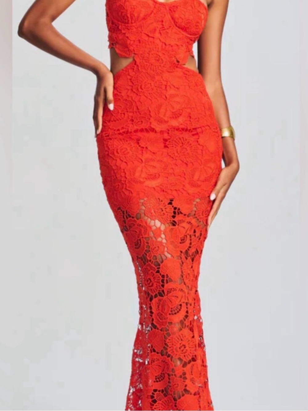 Mable Red Lace Cutout Dress